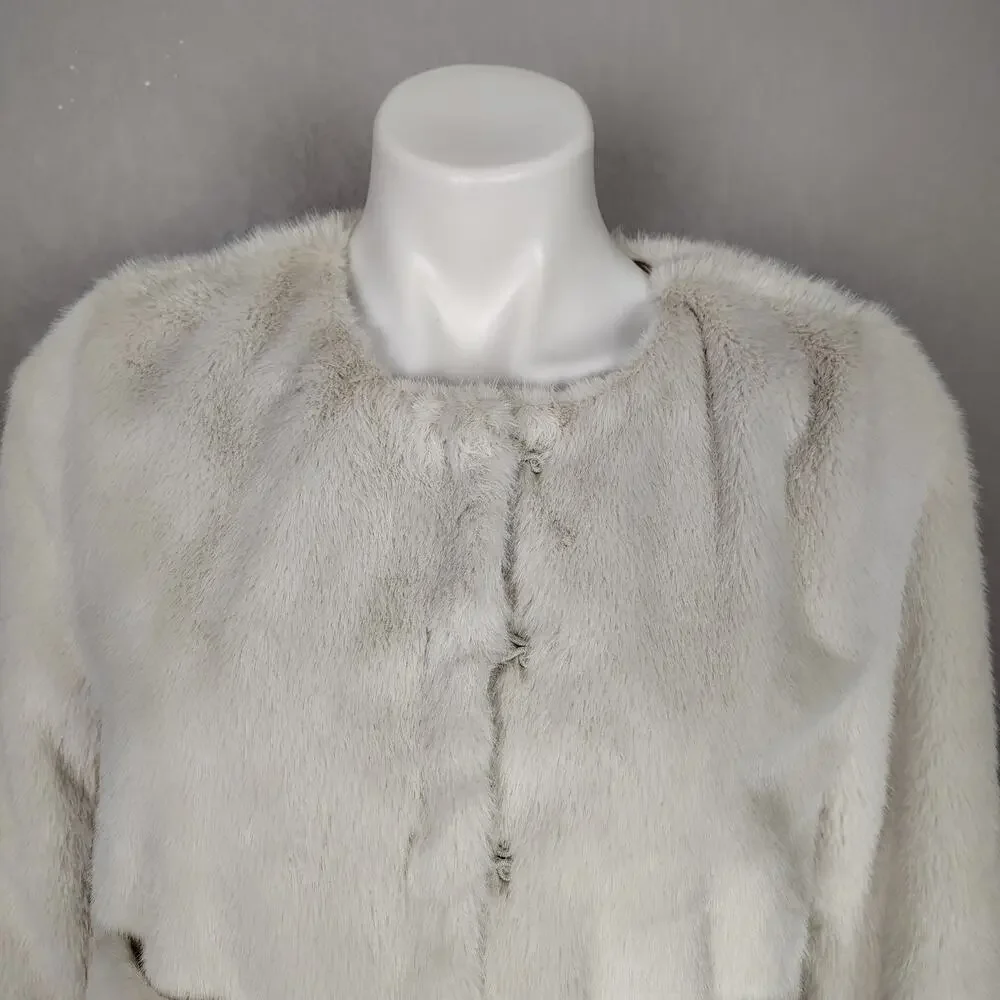 J.Crew Faux Fur Lady Jacket Cream Ivory Cropped Coat Size XS